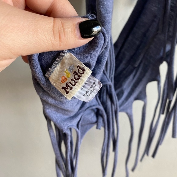 Mudd - Blue jersey knit Fringe Infinity Scarf - Picture 6 of 7